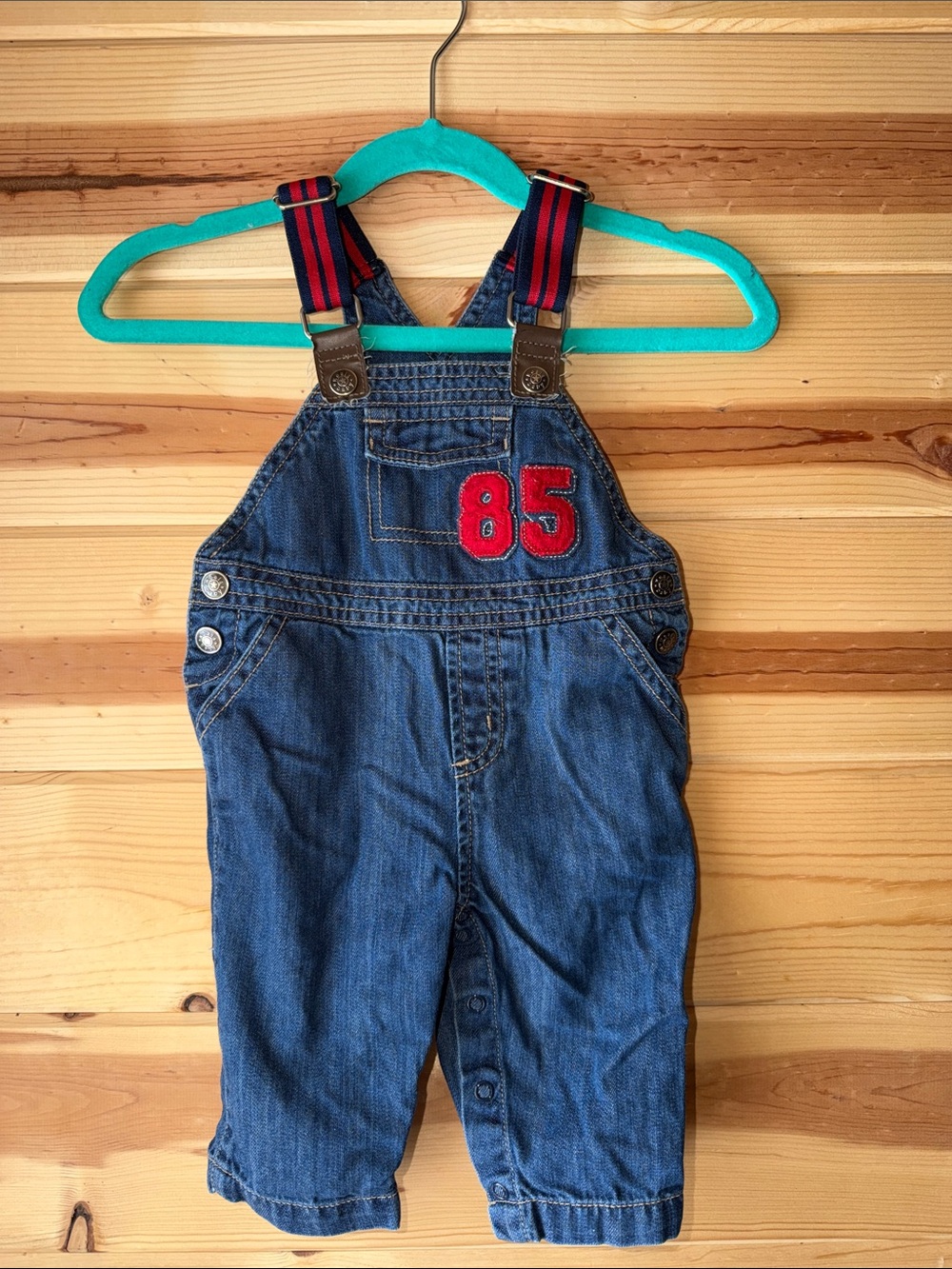 Children's Denim Overalls with Red '85' Patch
